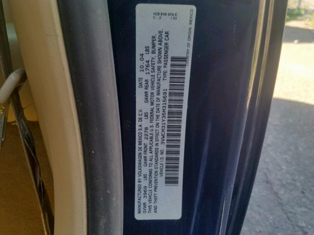 3VWCM31Y35M315691 - 2005 VOLKSWAGEN NEW BEETLE ლურჯი ფოტო 10