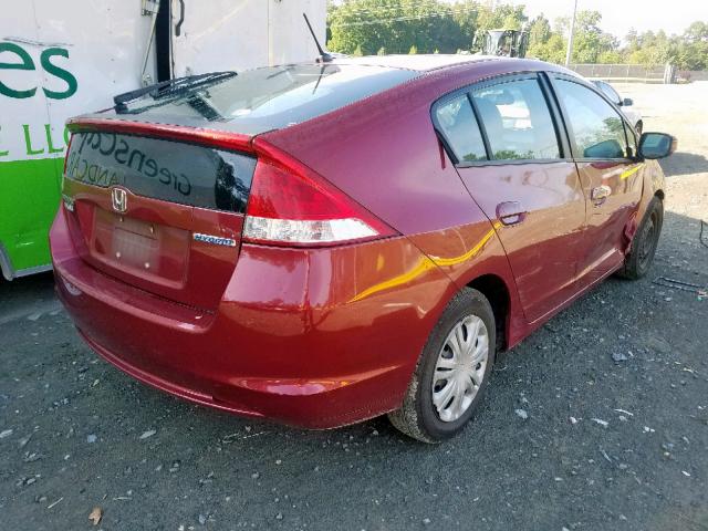 JHMZE2H53AS004908 - 2010 HONDA INSIGHT LX RED photo 4