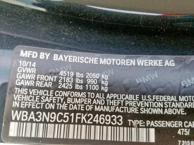 WBA3N9C51FK246933 - 2015 BMW 428 XI BLACK photo 10