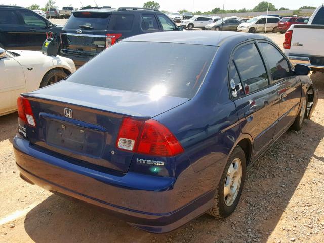 JHMES96635S020513 - 2005 HONDA CIVIC HYBR BLUE photo 4