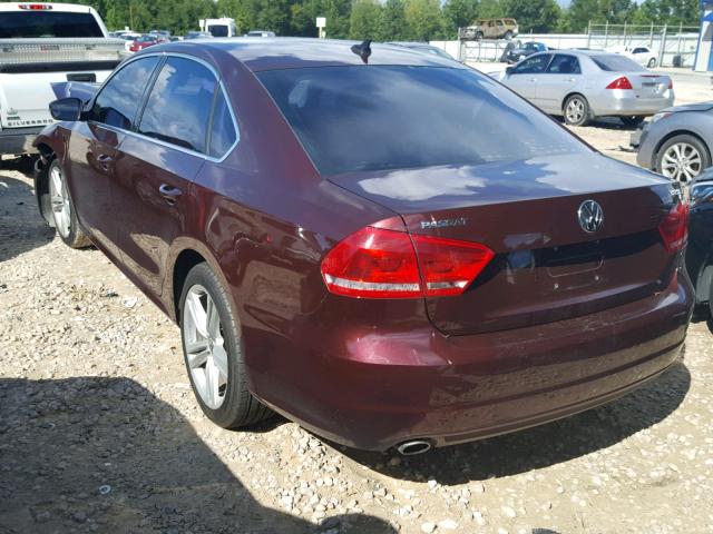 1VWBT7A38EC035325 - 2014 VOLKSWAGEN PASSAT SE BURGUNDY photo 3