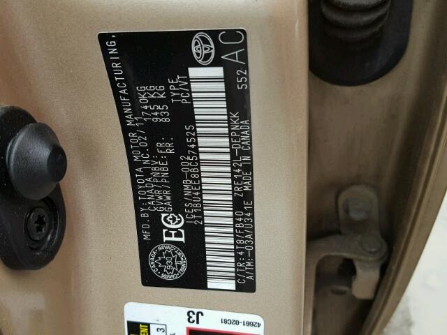 2T1BU4EE8BC574525 - 2011 TOYOTA COROLLA BA BEIGE photo 10