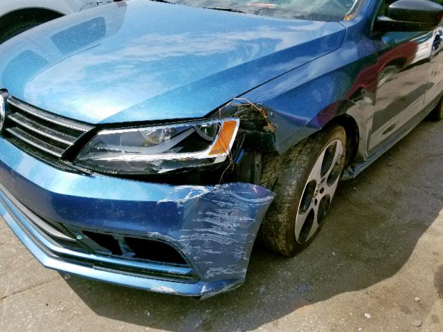 3VW2K7AJ7FM249529 - 2015 VOLKSWAGEN JETTA BASE Կապույտ լուսանկար 9