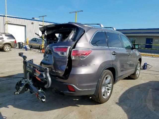 5TDDKRFH0GS307074 - 2016 TOYOTA HIGHLANDER GRAY photo 4