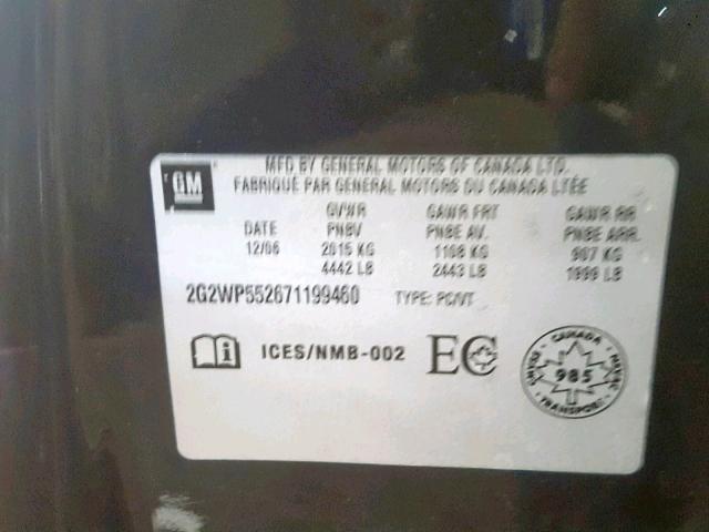 2G2WP552671199460 - 2007 PONTIAC GRAND PRIX BLACK photo 10