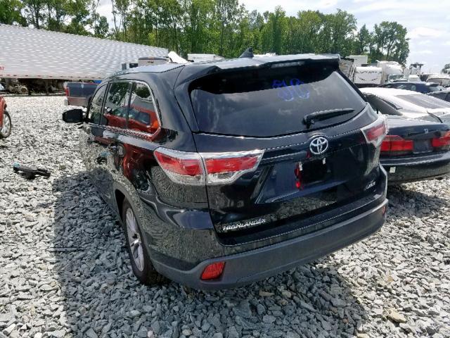 5TDKKRFH9FS045383 - 2015 TOYOTA HIGHLANDER BLACK photo 3