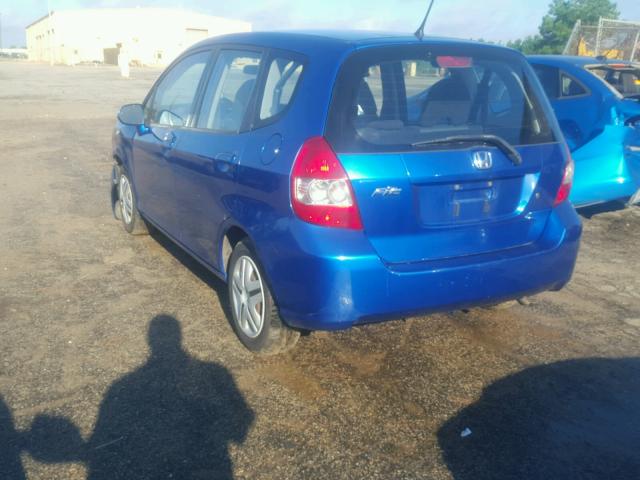 JHMGD38487S041596 - 2007 HONDA FIT BLUE photo 3