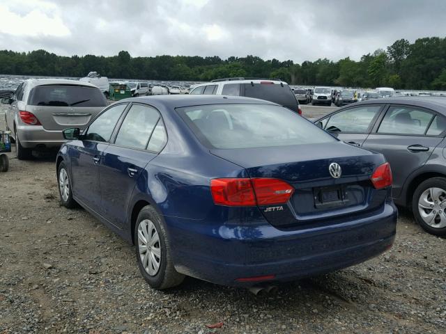 3VW2K7AJ6EM324655 - 2014 VOLKSWAGEN JETTA BASE Կապույտ լուսանկար 3