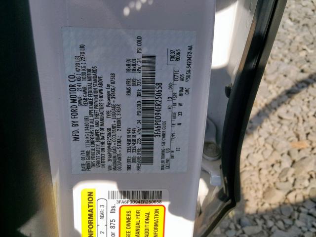 3FA6P0D94ER250658 - 2014 FORD FUSION TIT WHITE photo 10