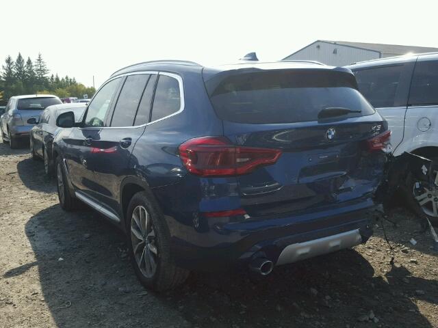 5UXTR9C57JLD64836 - 2018 BMW X3 XDRIVE3 BLUE photo 3