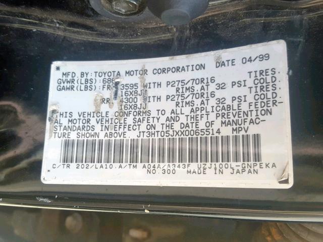 JT3HT05JXX0065514 - 1999 TOYOTA LAND CRUIS BLACK photo 10