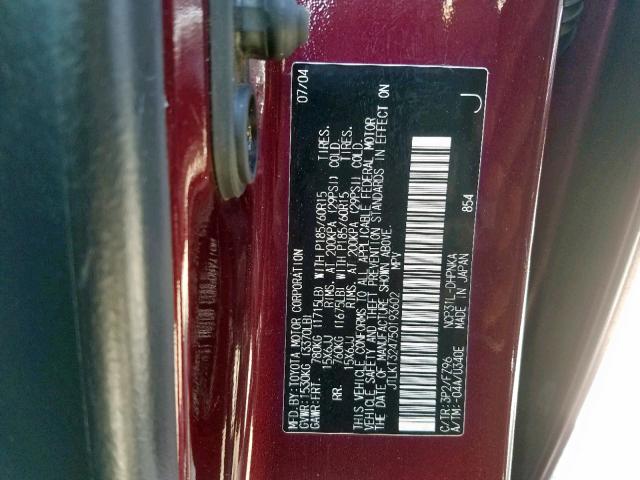 JTLKT324750193602 - 2005 TOYOTA SCION XB 栗色 照片 10