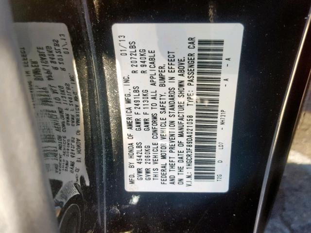 1HGCR3F89DA021058 - 2013 HONDA ACCORD EXL BLACK photo 10