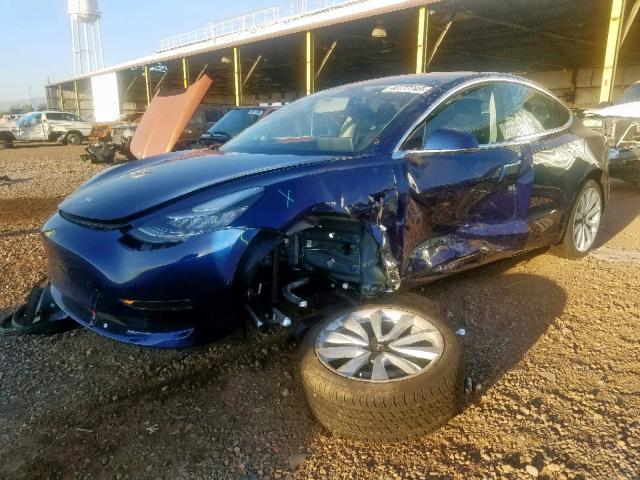 5YJ3E1EA3JF155148 - 2018 TESLA MODEL 3 BLUE photo 2