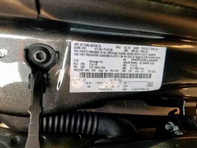 1FADP3J26JL294489 - 2018 FORD FOCUS TITA GRAY photo 10