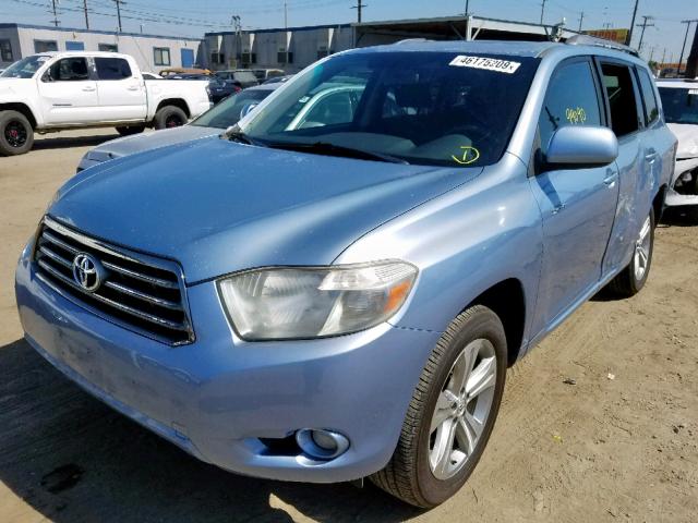 JTEDS43A082017075 - 2008 TOYOTA HIGHLANDER BLUE photo 2