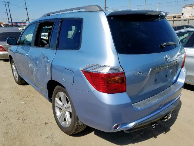 JTEDS43A082017075 - 2008 TOYOTA HIGHLANDER BLUE photo 3