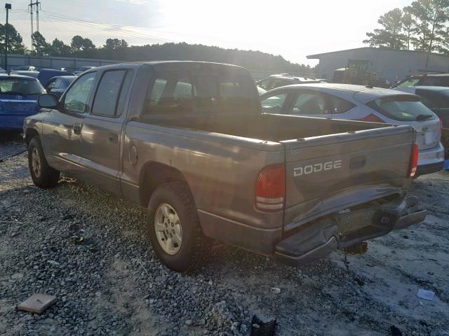 1B7HL38X92S561446 - 2002 DODGE DAKOTA QUA GRAY photo 3