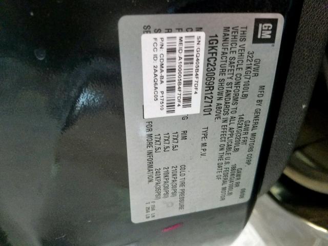 1GKFC23069R127101 - 2009 GMC YUKON SLE BLACK photo 10