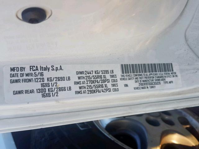 ZFBERFBT0G6C85026 - 2016 RAM PROMASTER 白色 照片 10