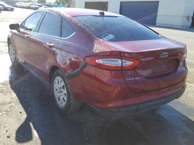 3FA6P0G77DR324440 - 2013 FORD FUSION S RED photo 3