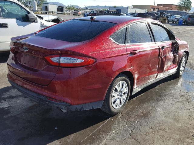 3FA6P0G77DR324440 - 2013 FORD FUSION S RED photo 4