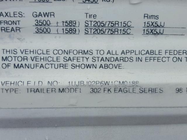 1UJBJ02P6W1CM0188 - 1998 JAYCO EAGLE  WHITE photo 10