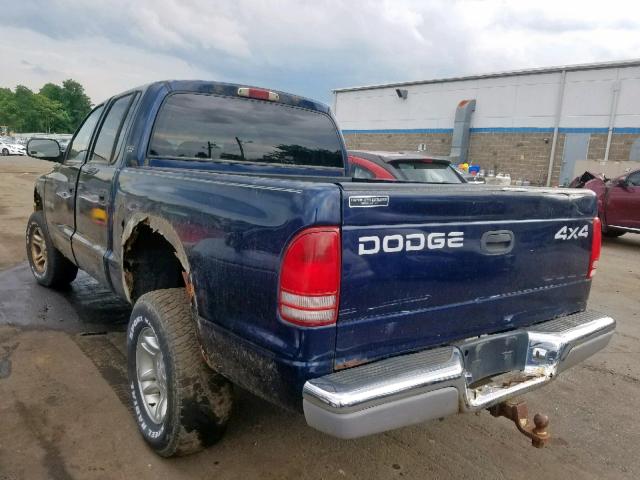 1B7GG2AN01S214749 - 2001 DODGE DAKOTA QUA BLUE photo 3