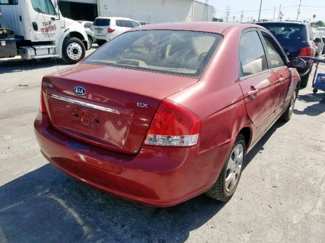 KNAFE122785576924 - 2008 KIA SPECTRA EX RED photo 4