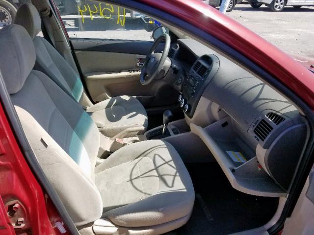 KNAFE122785576924 - 2008 KIA SPECTRA EX RED photo 5