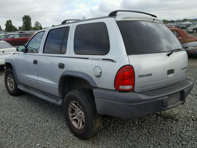 1D4HS38NX3F604058 - 2003 DODGE DURANGO SP SILVER photo 3