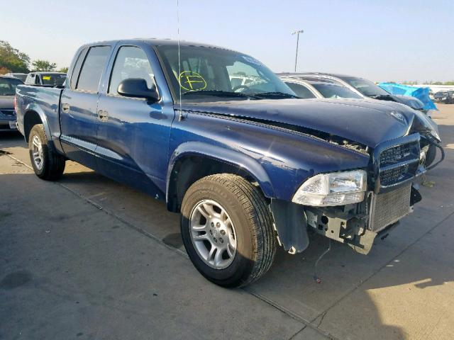 1D7HL38K14S621085 - 2004 DODGE DAKOTA QUA BLUE photo 1