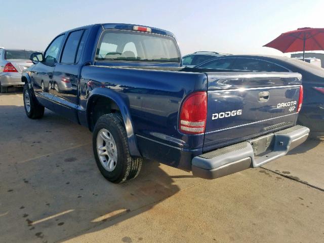 1D7HL38K14S621085 - 2004 DODGE DAKOTA QUA BLUE photo 3