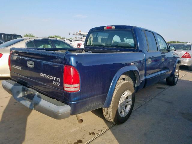 1D7HL38K14S621085 - 2004 DODGE DAKOTA QUA BLUE photo 4