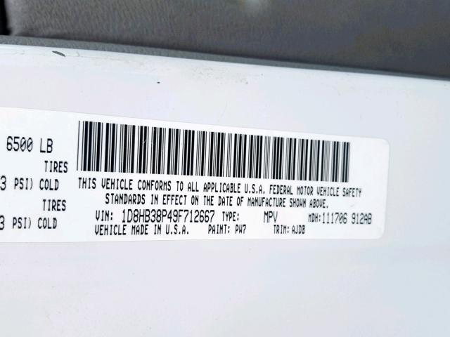 1D8HB38P49F712667 - 2009 DODGE DURANGO SE BLACK photo 10