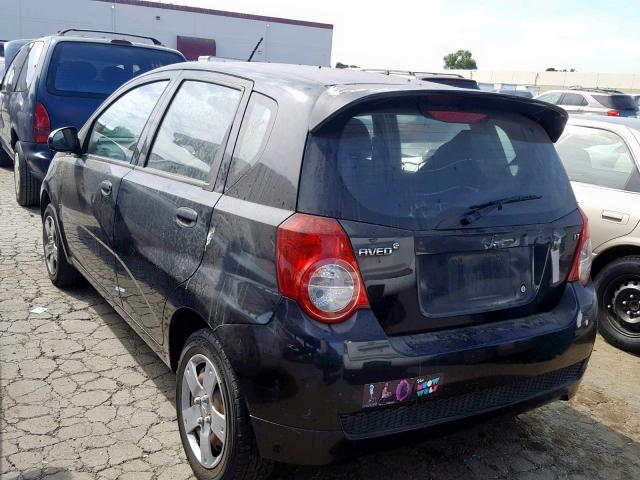 KL1TD66E69B312419 - 2009 CHEVROLET AVEO LS BLACK photo 3