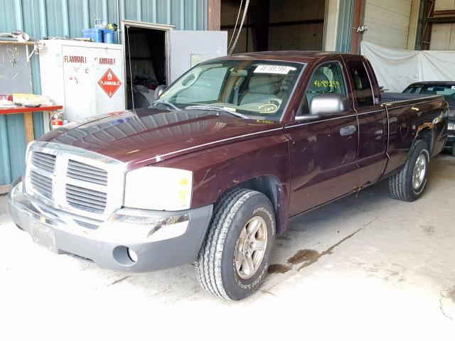 1D7HW42K85S158952 - 2005 DODGE DAKOTA SLT MAROON photo 2