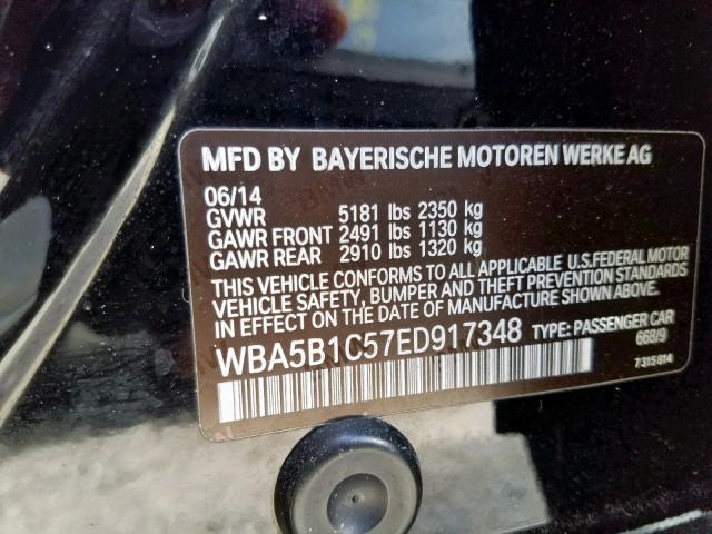 WBA5B1C57ED917348 - 2014 BMW 535 I BLACK photo 10