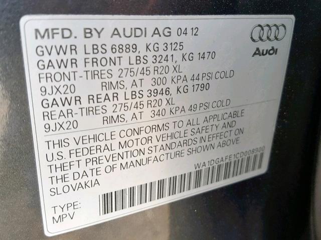 WA1DGAFE1CD008900 - 2012 AUDI Q7 PRESTIG 绿色 照片 10