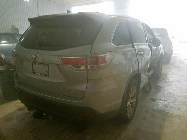 5TDJKRFH7FS114664 - 2015 TOYOTA HIGHLANDER SILVER photo 4