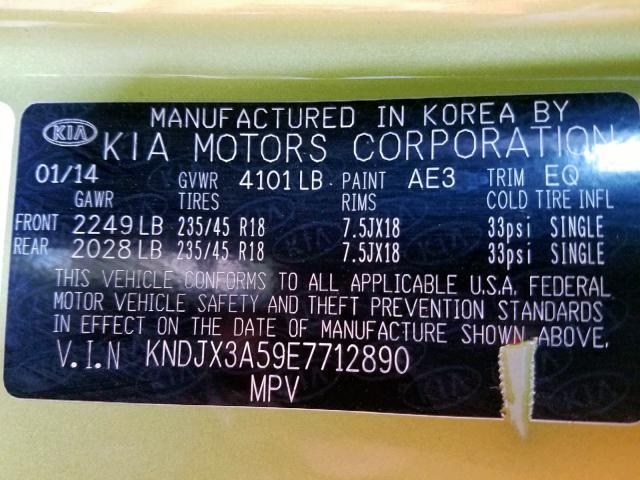 KNDJX3A59E7712890 - 2014 KIA SOUL ! Yaşıl foto 10