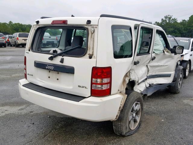 1J8GN28K98W143113 - 2008 JEEP LIBERTY SP WHITE photo 4