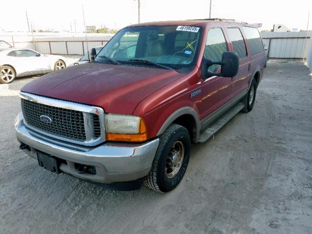 1FMNU42SXYEC34527 - 2000 FORD EXCURSION RED photo 2