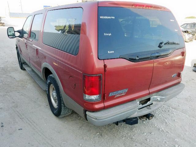 1FMNU42SXYEC34527 - 2000 FORD EXCURSION RED photo 3