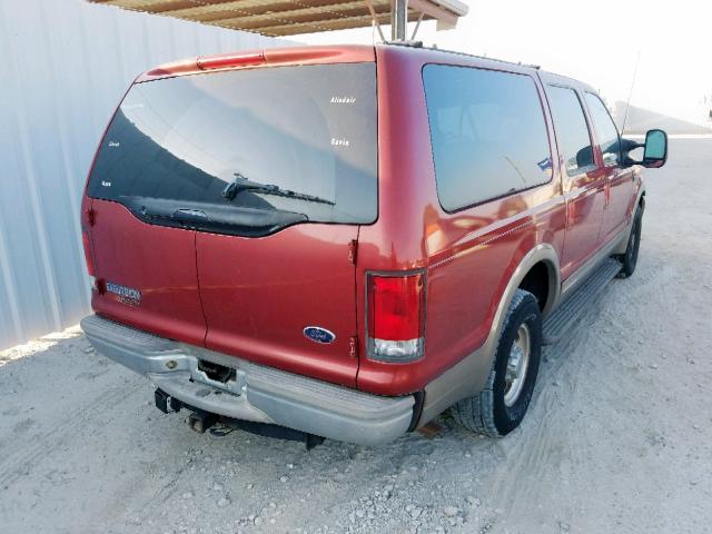 1FMNU42SXYEC34527 - 2000 FORD EXCURSION RED photo 4