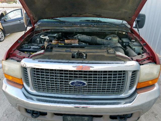 1FMNU42SXYEC34527 - 2000 FORD EXCURSION RED photo 7