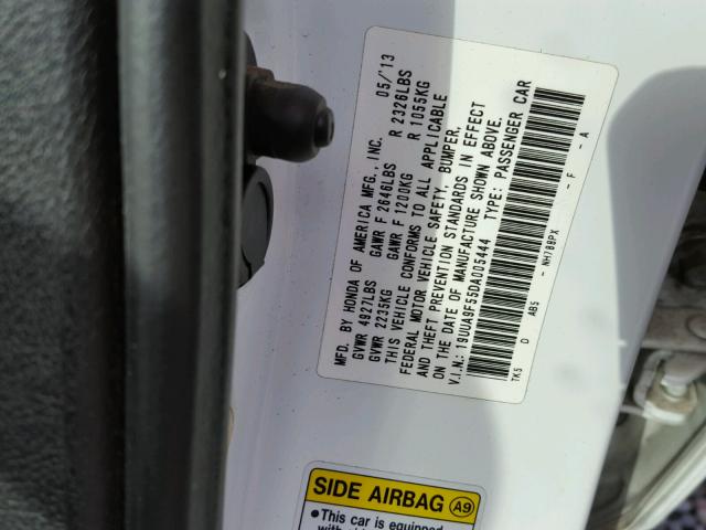 19UUA9F55DA005444 - 2013 ACURA TL TECH WHITE photo 10