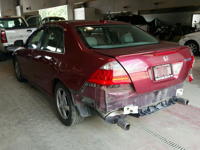 JHMCN365X7C003000 - 2007 HONDA ACCORD HYB BURGUNDY photo 3