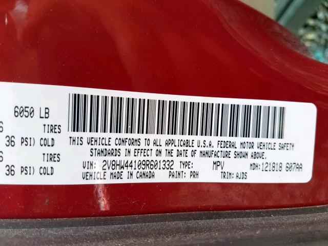 2V8HW44109R601332 - 2009 VOLKSWAGEN ROUTAN S RED photo 10