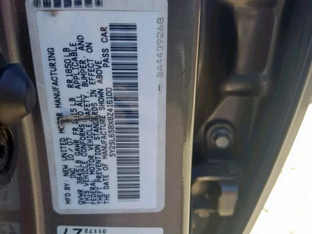 5Y2SL658X8Z416100 - 2008 PONTIAC VIBE GRAY photo 10